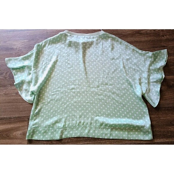 Zara Shirt Size XS Women's Mint Green White Polka Dot Oversized Flowy Blouse - Picture 2 of 6
